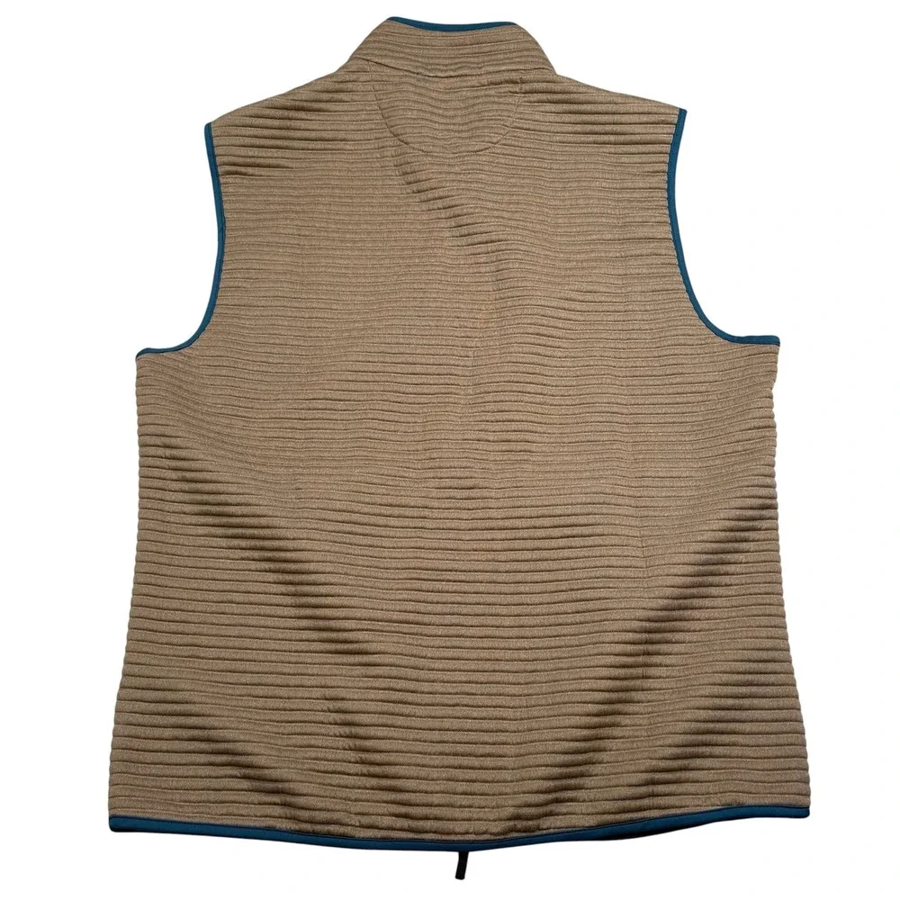 Johnnie O Notch Vest Mens Large Birch Beige Gray Full Zip Ribbed JMVT1630